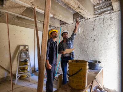 homeowner reviewing renovation plans for winter while checking for Home Renovations and Asbestos hazards