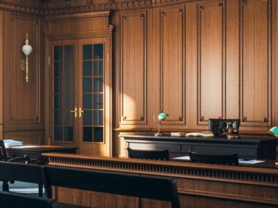 courtroom setting where mesothelioma lawsuit evidence is presented during trial