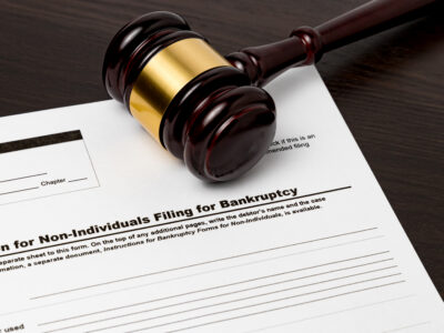 Bankruptcy petition for non-individuals with a judge's gavel, representing Georgia-Pacific's asbestos bankruptcy filing