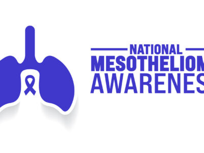 Blue mesothelioma awareness ribbon marking Mesothelioma Awareness Month in September